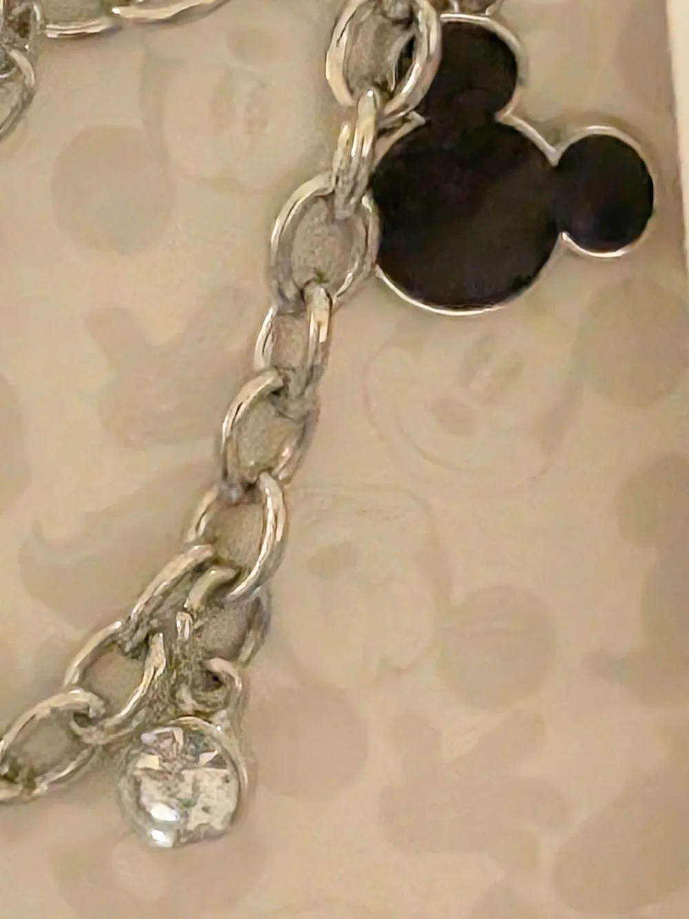 Disney Mickey & Minnie Mouse Charm Bracelet Silver Tone Heart NIB